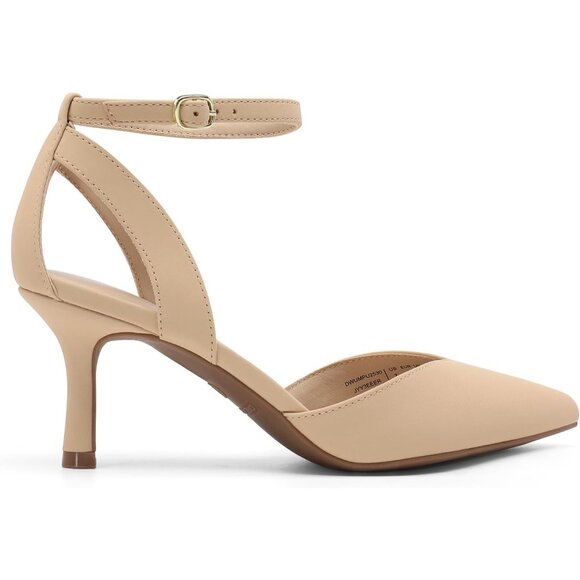 Dream Pairs Women Nude-nubuck Closed Pointed Toe Kitten Heels Ankle Strap Pumps - Picture 2 of 7